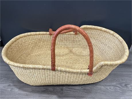 LARGE HAND WOVEN BASKET (34”X10”)