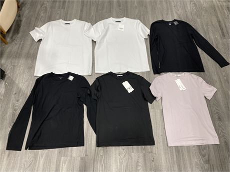 LOT OF 6 SHIRTS SOME NEW WITH TAGS INCL: ZARA, OAK + FORT, ETC SIZE S
