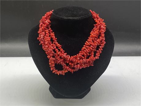 RED 925 CORAL NECKLACE (17”)