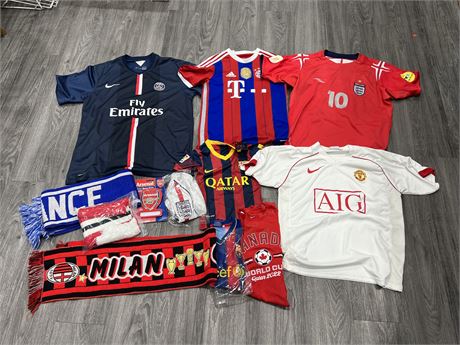 LOT OF SOCCER APPAREL - INCLUDES YOUTH / INFANT SIZES