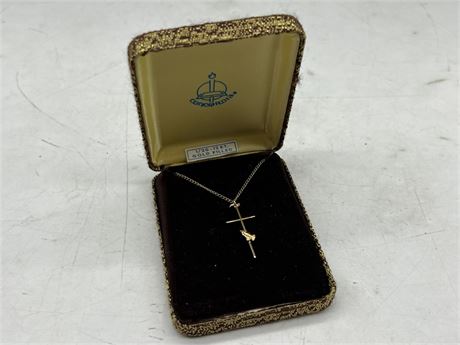 12KT GOLD FILLED CHAIN W/CROSS PENDANT (18”)