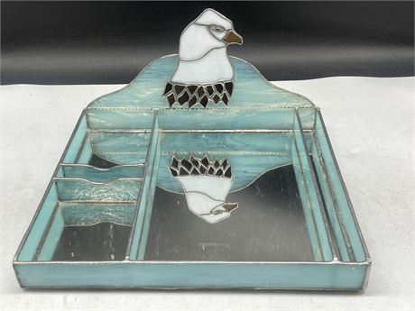 STAINED GLASS EAGLE TRAY 12”x10”