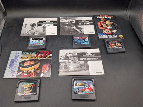 COLLECTION OF GAME GEAR GAMES WITH MANUALS - VERY GOOD CONDITION