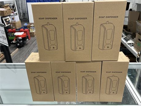 7 NEW ELECTRIC SOAP DISPENSERS - BATTERY OR AC OPERATED