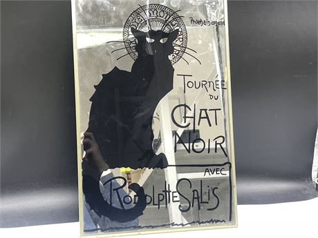 VINTAGE BLACK CAT MIRROR 12”x18”