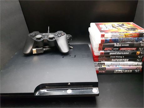 PS3 SLIM CONSOLE WITH 10 GAMES - VERY GOOD CONDITION