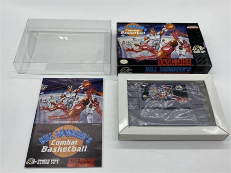 BILL LAIMBEER’S COMBAT BASKETBALL - SNES COMPLETE WITH BOX & MANUAL
