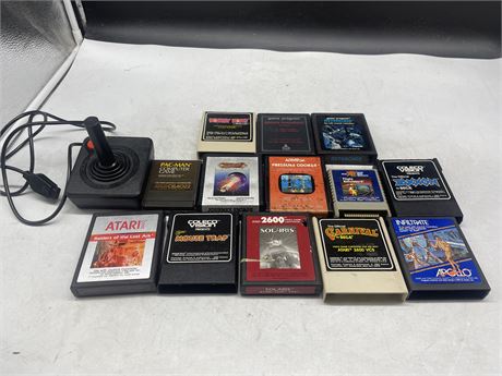 13 ATARI 2600 GAMES INCLUDING SPACE INVADERS, DONKEY KONG, ASTEROIDS, ETC &