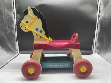 VINTAGE FISHER PRICE RIDE ON HORSE 16”x17”