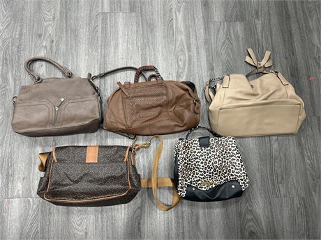 5 MISC. WOMENS PURSES - ASSORTED BRANDS