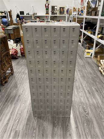 VINTAGE MAILBOX BANK #331-396 LOCK CODES INCLUDED (16”x24”x56”)