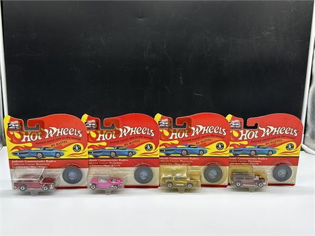 (4) NIP HOT WHEELS W/BUTTONS - ANNIVERSARY ISSUE