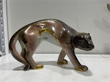 VINTAGE PORCELAIN PANTHER SIGNED MADE IN ITALY - 16” WIDE 11” TALL