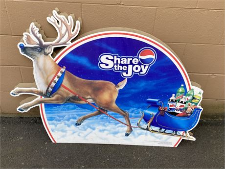 ORIGINAL DOUBLE SIDED PEPSI XMAS CARDBOARD CUT OUT (4ft wide)
