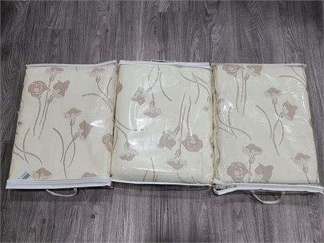 3 QUEEN SIZE BEDSPREADS (CREAM FLORAL) NEW
