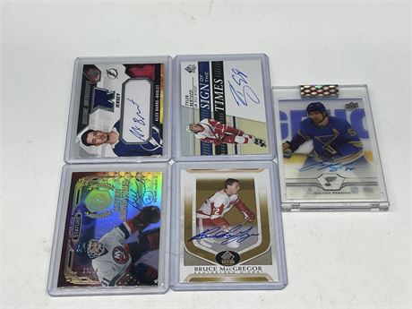5 AUTO NHL CARDS - SOME ROOKIES, SOME #’d