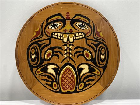 FIRST NATIONS RED CEDAR PLAQUE BY PANORAMA (1ft diameter)