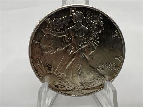 1 OZ 999 FINE SILVER 1990 USA LIBERTY COIN