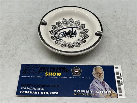 SIGNED ASHTRAY BY TOMMY CHONG W/COA
