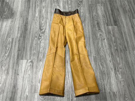 VINTAGE LEATHER BELL BOTTOM PANTS - SIZE APPRX 28x30