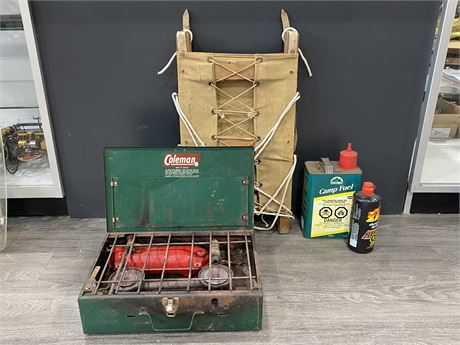 COLEMAN COOK STOVE & BACK BOARD