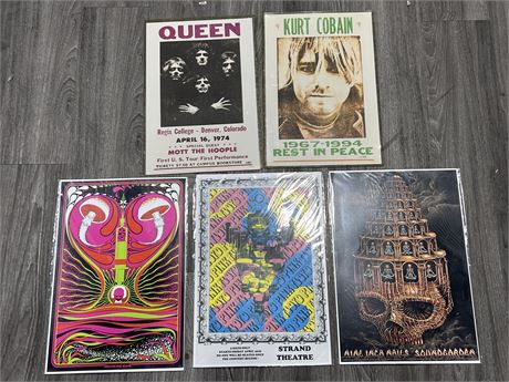 5 ROCK POSTERS - 11”x17”
