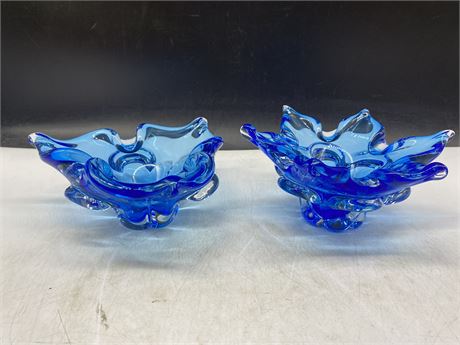2 BLUE GLASS CHALETS (4”x8”)