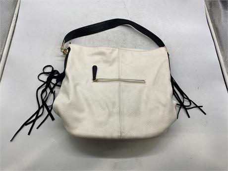 BLACK AND WHITE TASSEL LEATHER PURSE