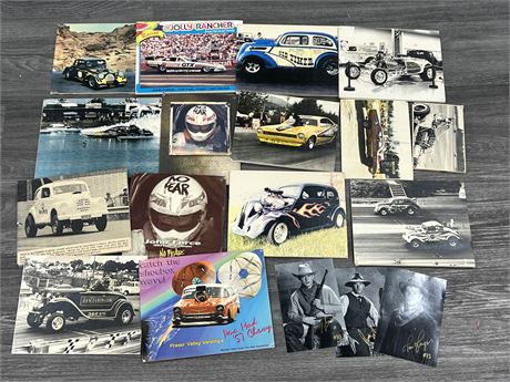 LOT OF VINTAGE CAR PICTURES & 3 CANUCKS PICTURES