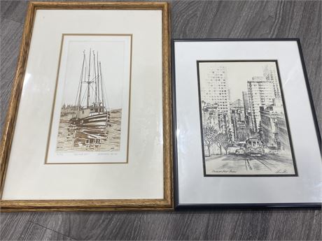 LOT OF 2 FRAMED PRINTS - “ANOTHER DAY” NUMBERED 7/75 & CALIFORNIA STREET