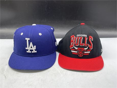L.A. DODGERS & CHICAGO BULLS MITCHELL & NESS BASEBALL HATS
