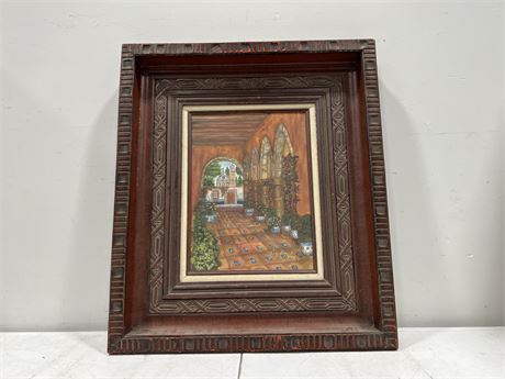 ORIGINAL SIGNED OIL ON CANVAS PAINTING IN EARLY THICK FRAME - 24”x28”