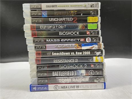 12 PS3 GAMES INCL: SEALED CALL OF DUTY MW3 & NBA LIVE 19 PS4
