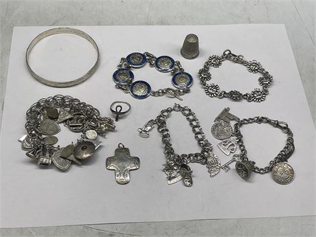 LOT OF MISC STERLING JEWELRY (157g TOTAL)