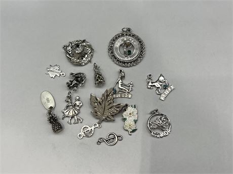 LOT OF MAJORITY STERLING SILVER CHARMS