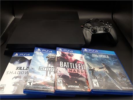 PS4 CONSOLE (500GB) WITH GAMES & WIRED CONTROLLER - VERY GOOD CONDITION