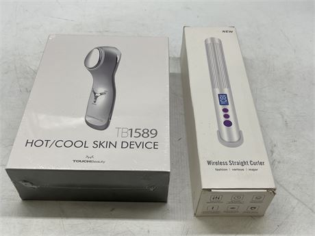 (NEW) TOUCH BEAUTY HOT / COOL SKIN DEVICE & OPEN BOX WIRELESS STRAIGHT CURLER