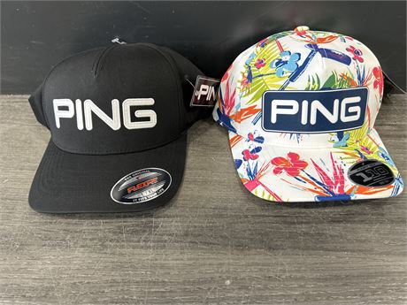 2 NEW W/TAGS PING GOLF HATS