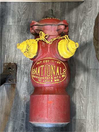 ANTIQUE NATIONAL HEAVY CAST IRON FIRE EXTINGUISHER - 45” TALL