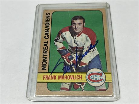 AUTOGRAPHED FRANK MAHOVLICH CARD