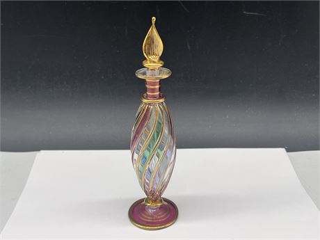 EARLY HAND BLOWN EGYPTIAN PERFUME BOTTLE - 7” TALL