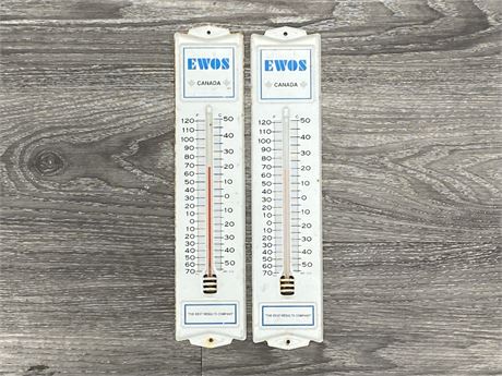 2 VINTAGE EWOS MADE IN USA - WORKING THERMOMETERS