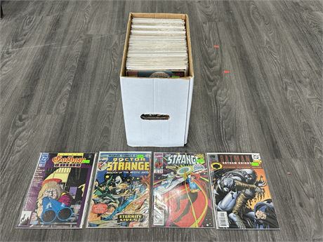 SHORT BOX OF DR. STRANGE COMICS W/APPROX. 10 DC COMICS