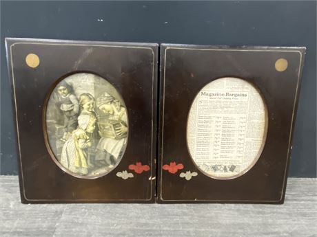 2 ANTIQUE 1910 HAND PAINTED FRAMES (13”X15”)