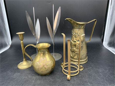 BRASS VASES + BRASS CANDLE HOLDER / METAL OTHERS
