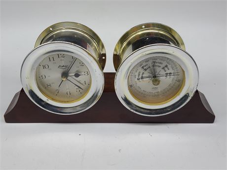 FISHER SHIP CLOCK AND BAROMETER (6.1"Height - 14.2"Length)