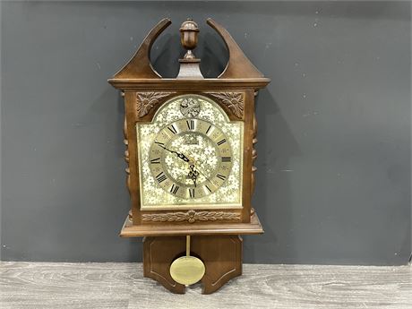 VINTAGE BULOVA CHIME WALL CLOCK - MADE IN CANADA - 27”