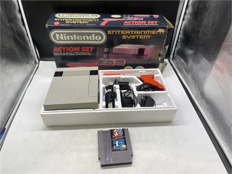 NES COMPLETE IN BOX W/ CORDS, CONTROLLERS, & GAME