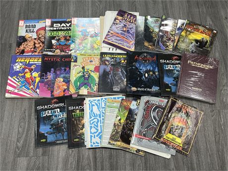 LOT OF COMIC MAGS, HARDCOVERS, ETC