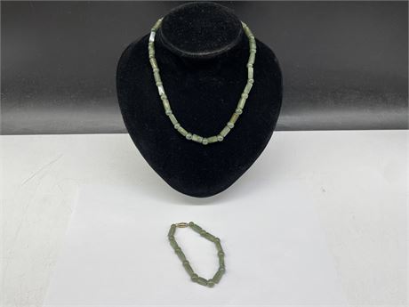JADE NECKLACE 16” WITH MATCHING BRACELET